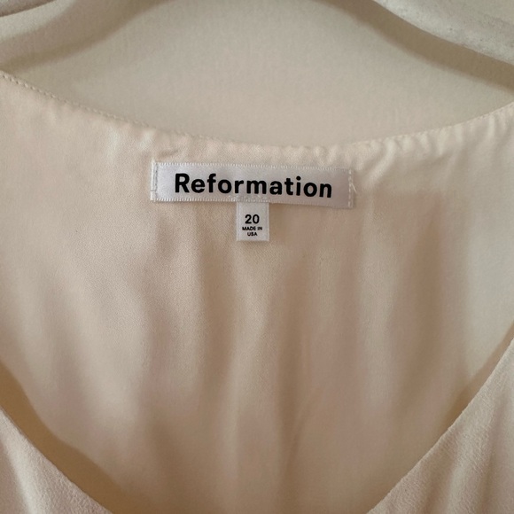 Reformation Cream Midi Dress with Lace Accents